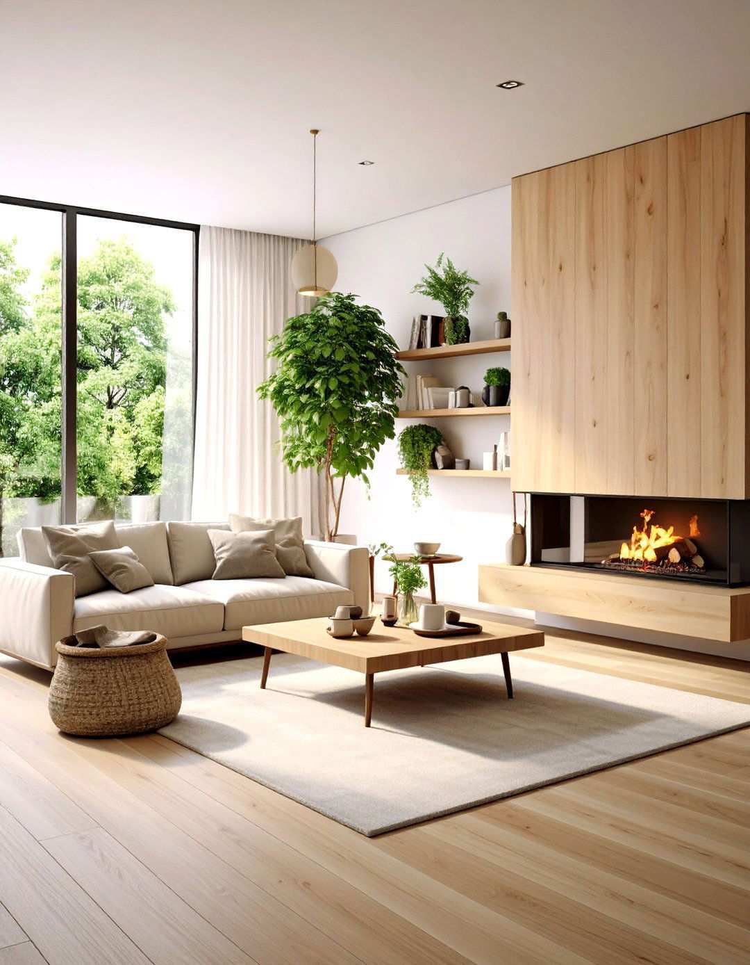 Contemporary Maple Floating Shelf Mantel - 24 Wood Mantel Ideas