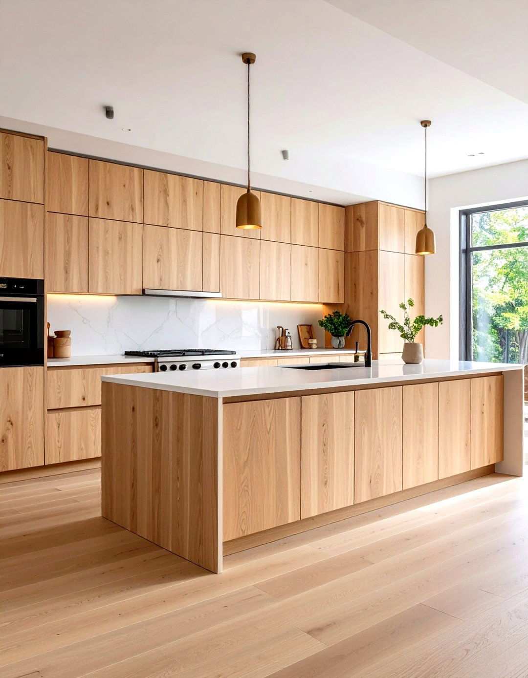 Contemporary Maple Slab Door Cabinets with Minimalist Design - 24 Maple Kitchen Cabinets Ideas