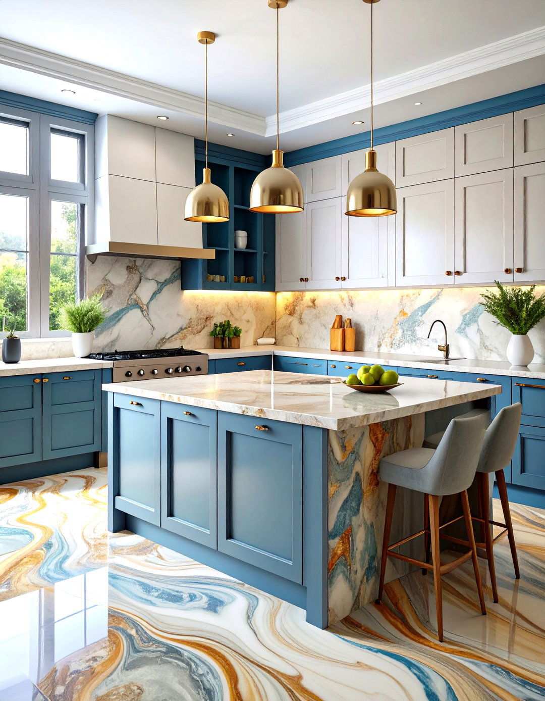 Contemporary Marbled Linoleum Designs - 24 Linoleum Kitchen Flooring Ideas