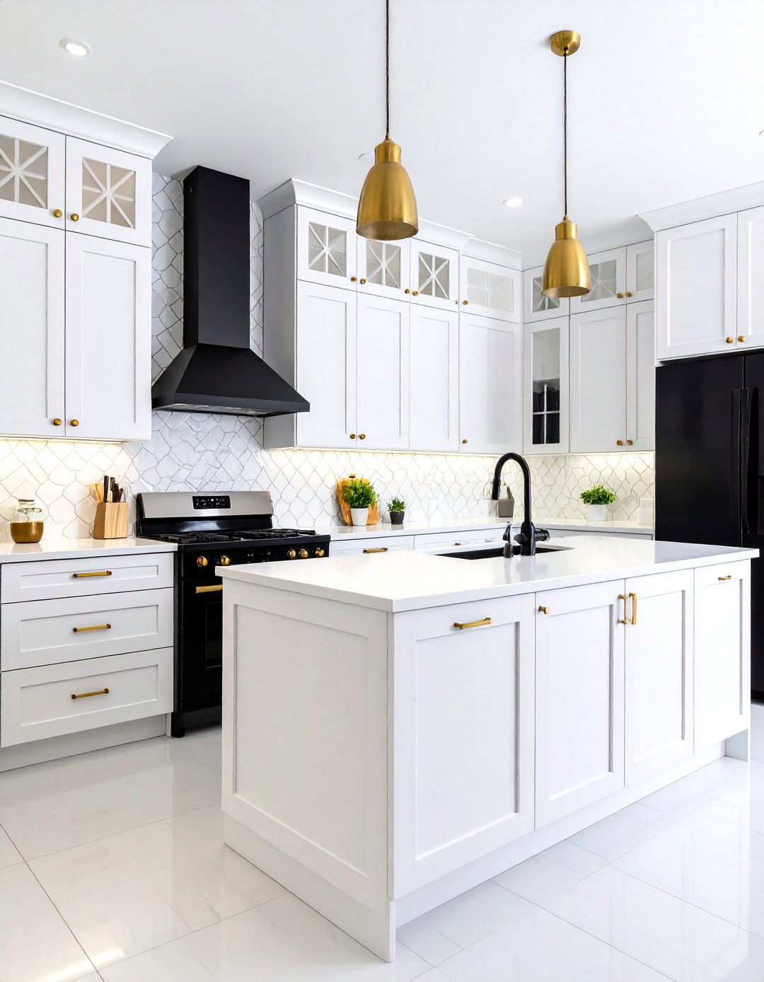 Contemporary Matte Finish Combination - 24 White Kitchen with Black Appliances Ideas