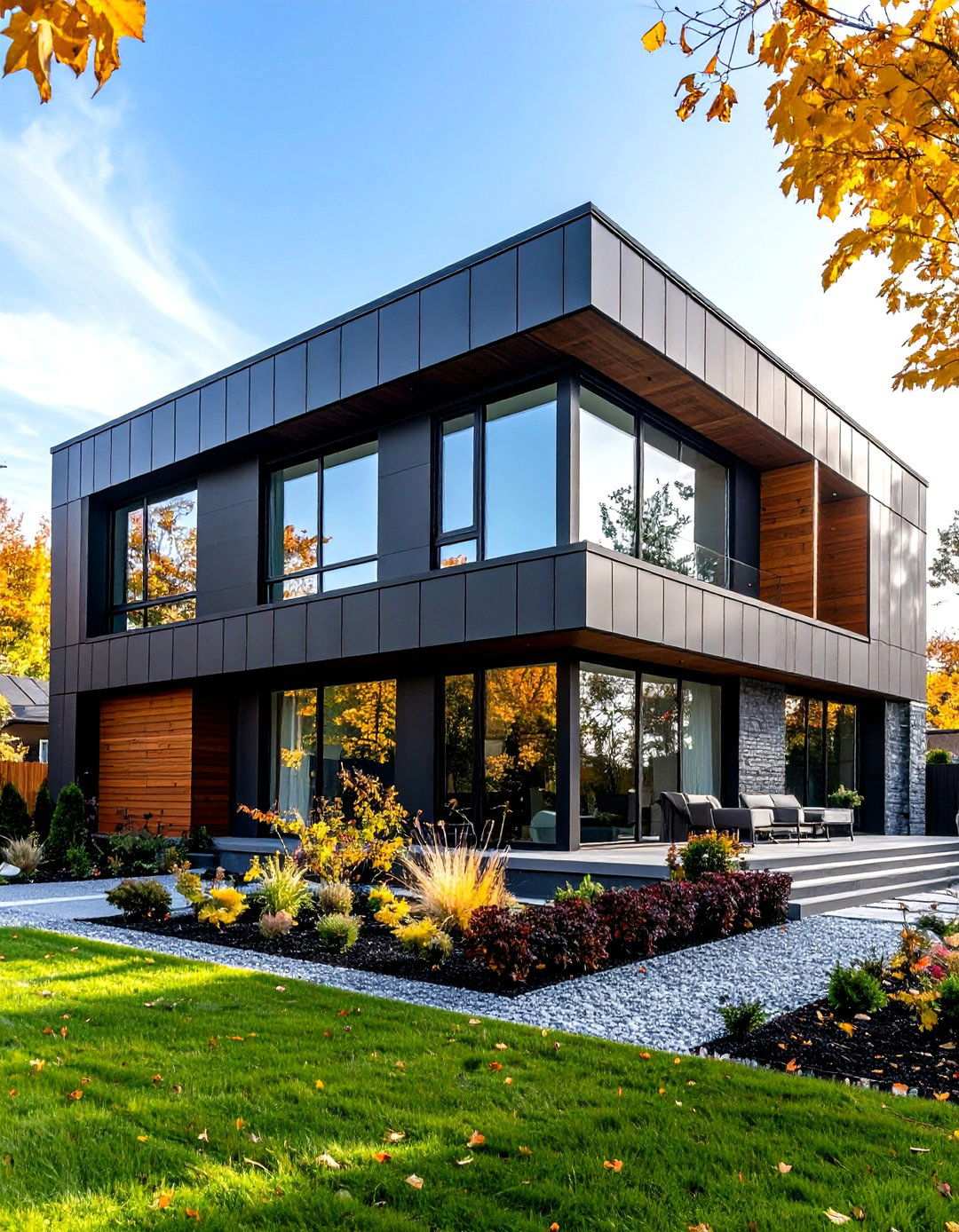 Contemporary Minimalist Cube Design - 24 houses with black roofs