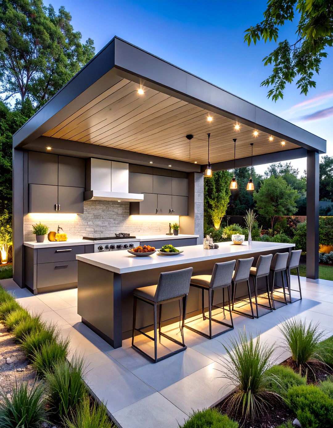 Contemporary Minimalist Design with Smart Technology - 24 Luxury Outdoor Kitchen Ideas