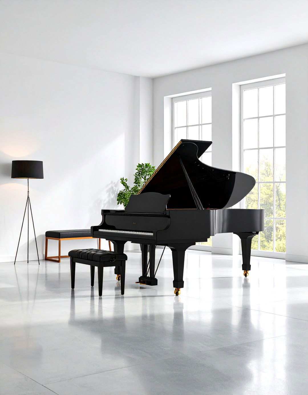 Contemporary Minimalist Piano Room - 24 Piano Room Ideas