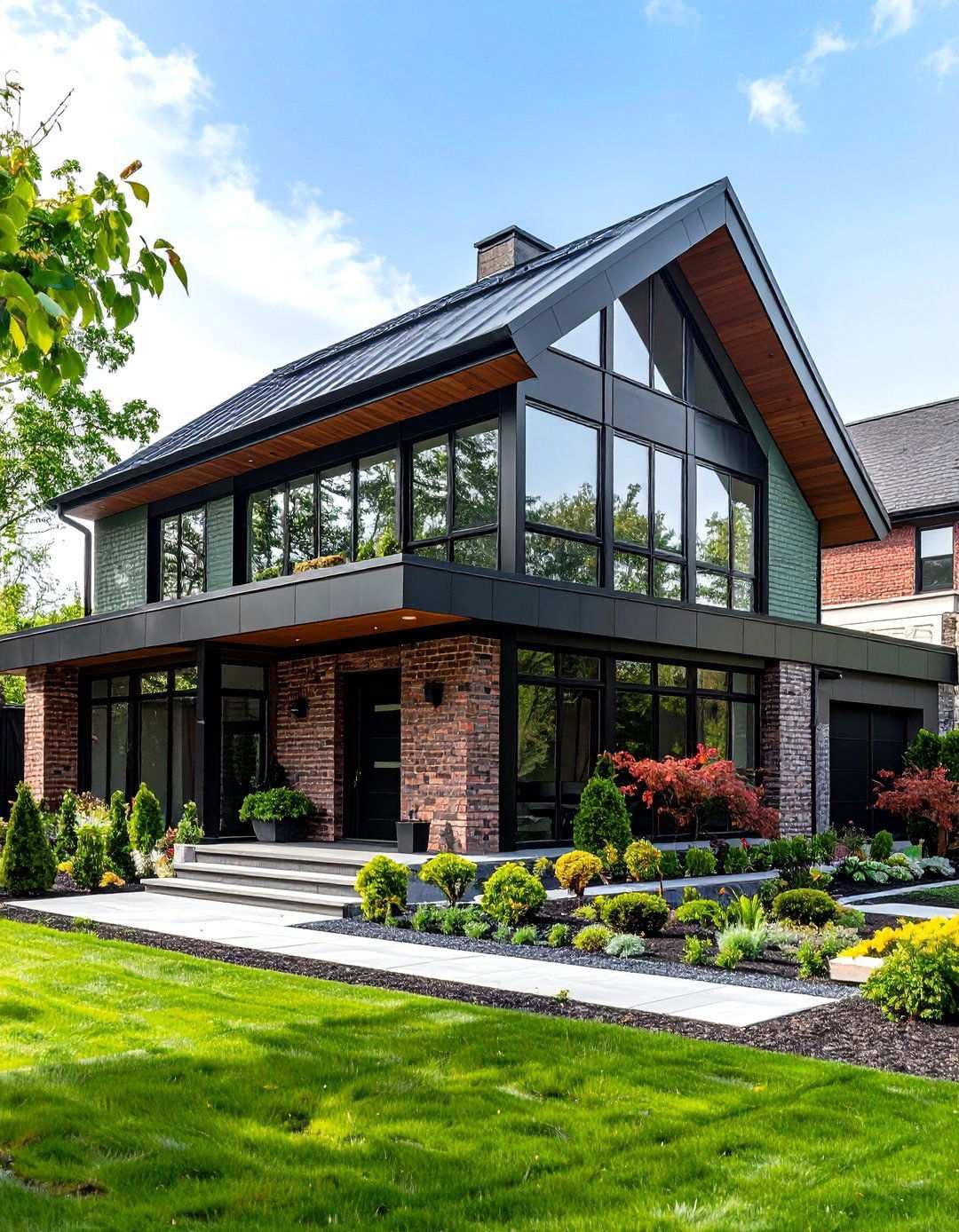 Contemporary Minimalist Sage Green Design - 24 Sage Green Painted Brick House Ideas