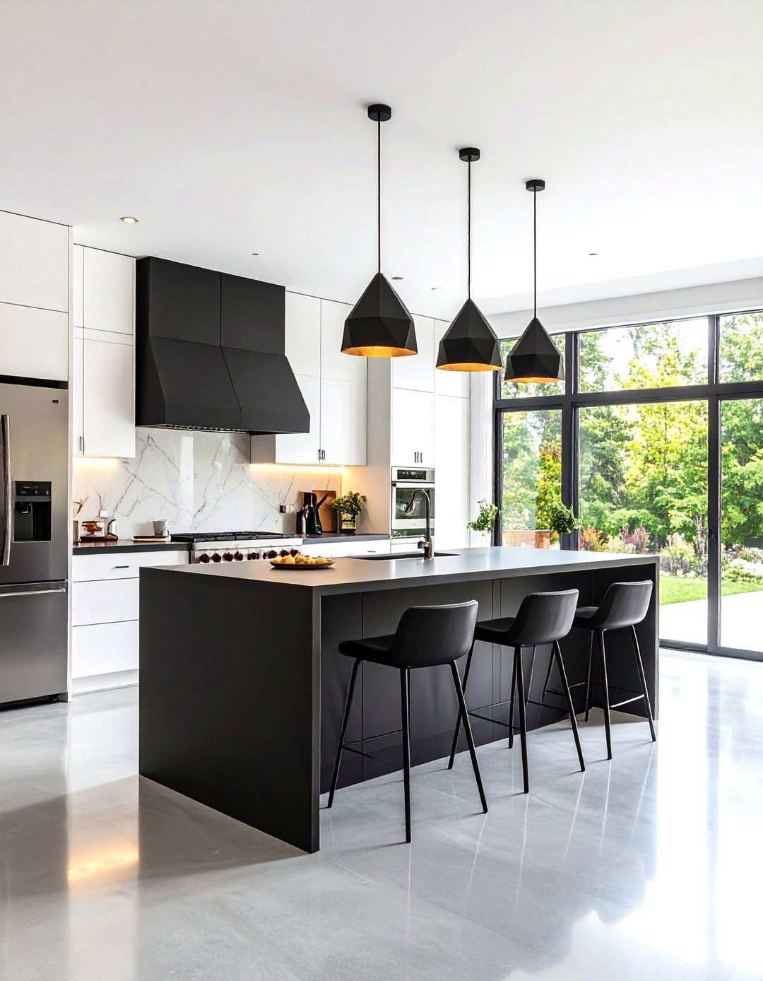 Contemporary Minimalist White Kitchen Black Island - 24 white kitchen ideas with black island