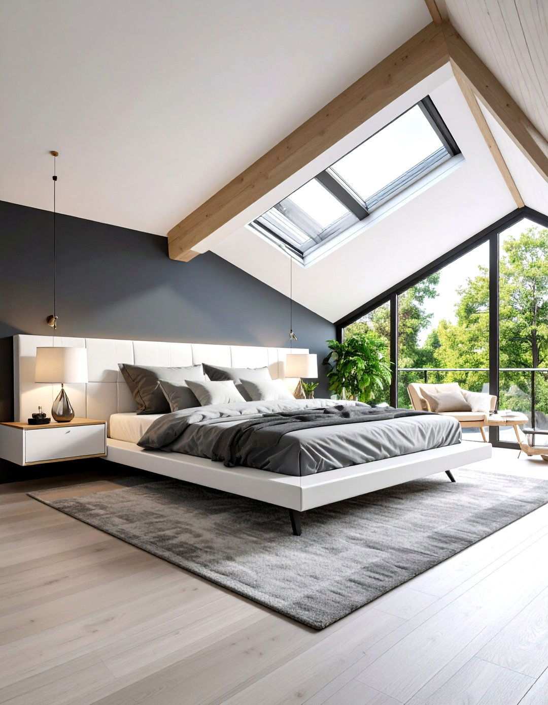 Contemporary Monochromatic Scheme - 24 Low Sloped Ceiling Bedroom Ideas