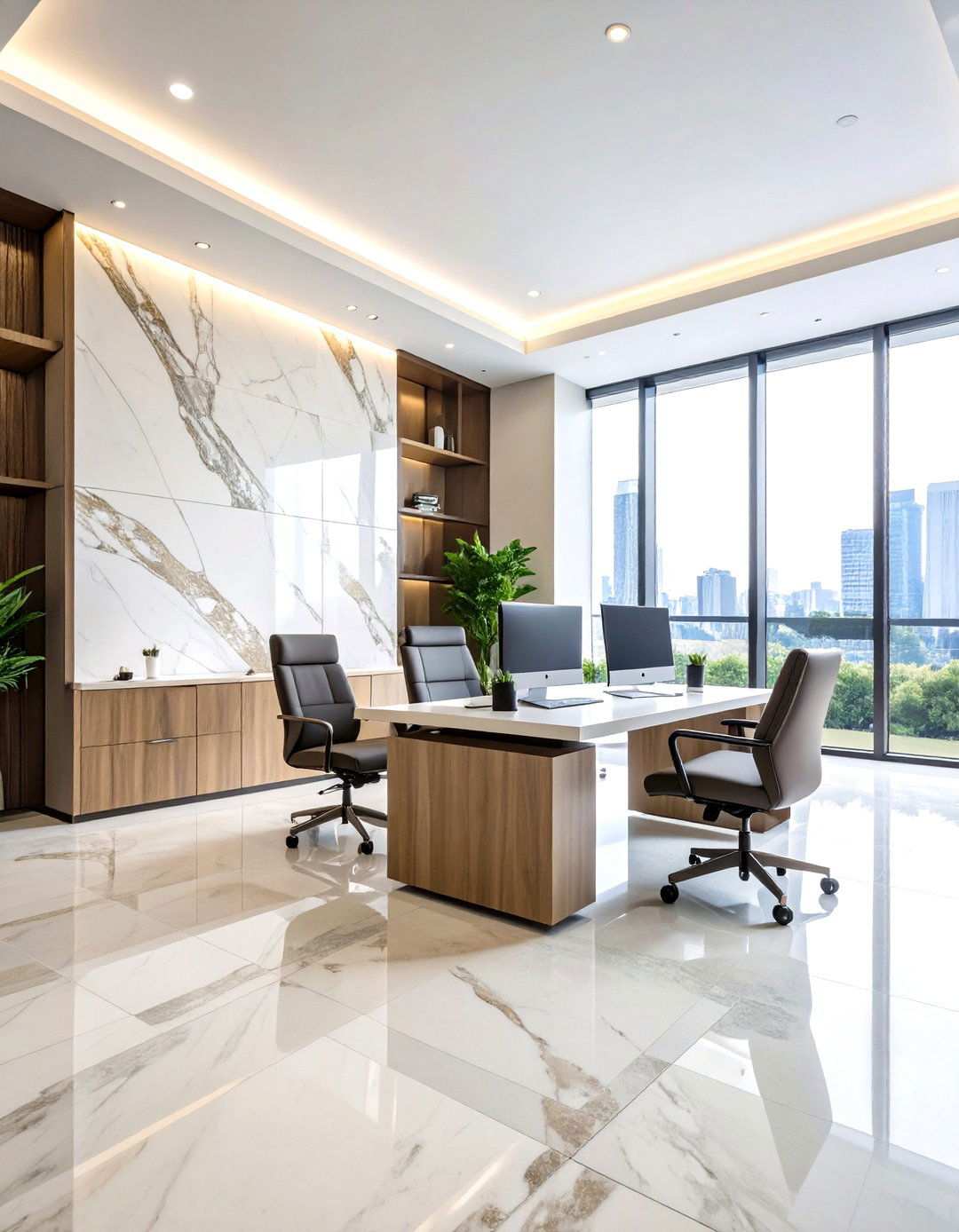 Contemporary Office Stone Wallpaper - 24 Office Wallpaper Ideas