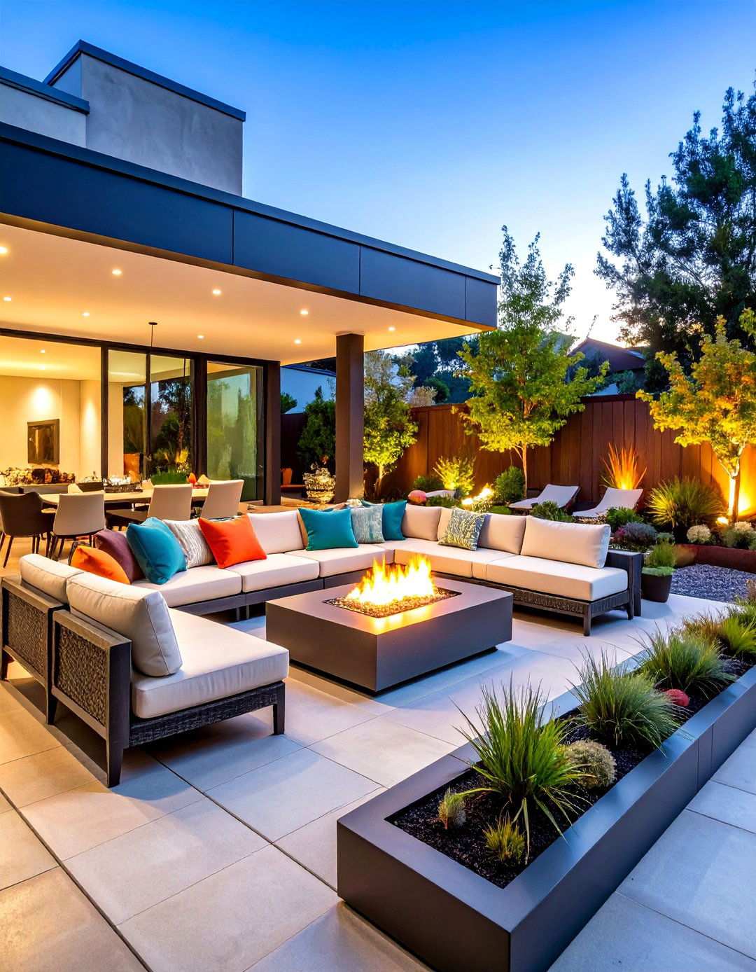 Contemporary Outdoor Living Room with Sleek Furniture - 24 Outdoor Living Room Ideas