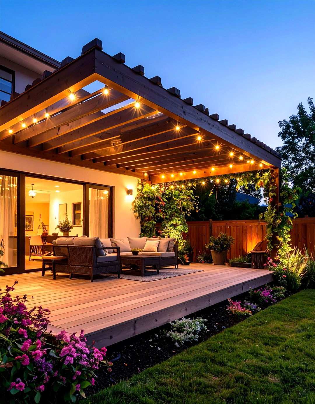 Contemporary Pergola Porch Integration - 24 Large Front Porch Ideas
