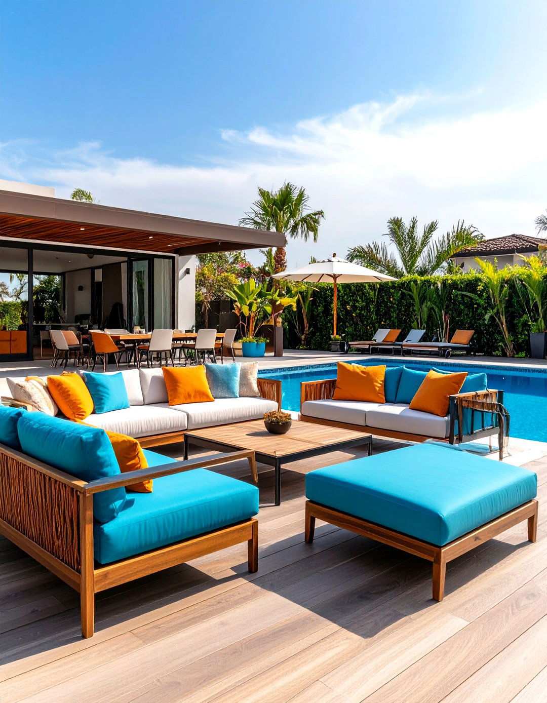Contemporary Pool Furniture Clusters - 24 Pool Decor Ideas