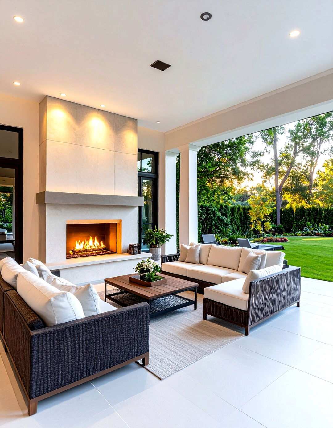 Contemporary Resort Spa Fireplace - 24 Screened-in Porch With Fireplace Ideas