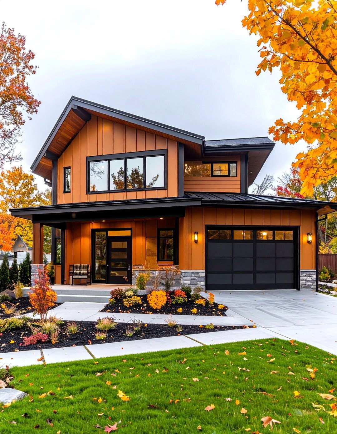 Contemporary Shed Style Design - 24 Tan House With Black Trim Design Ideas