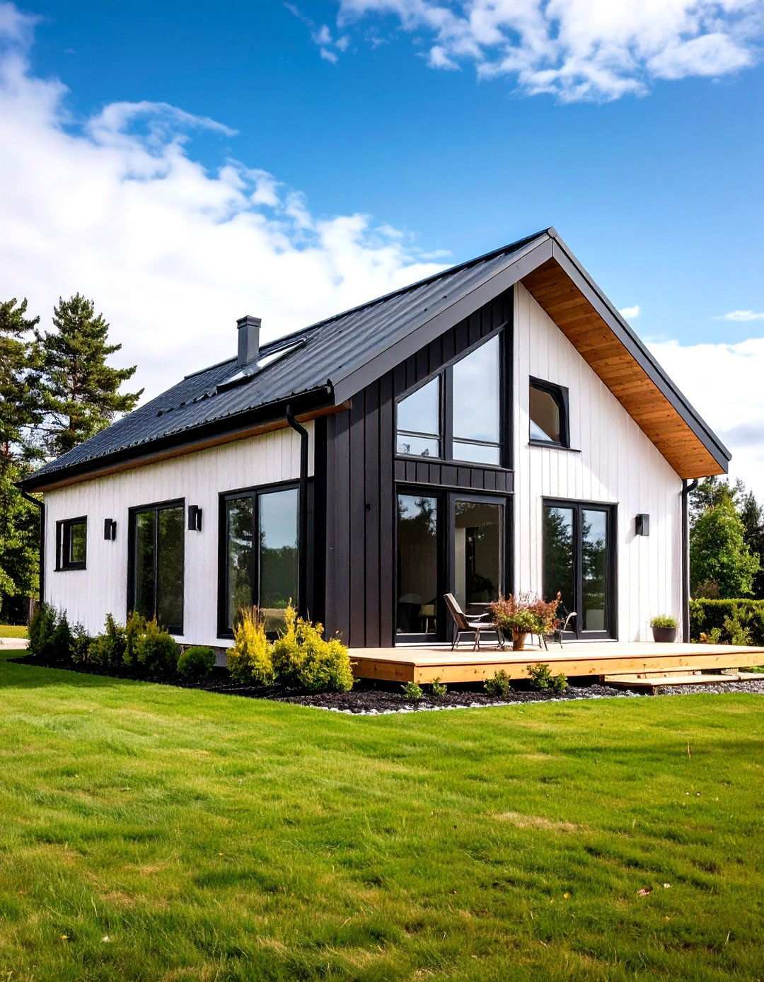 Contemporary Shed Style with Black Accent Walls - 24 single story white house black trim