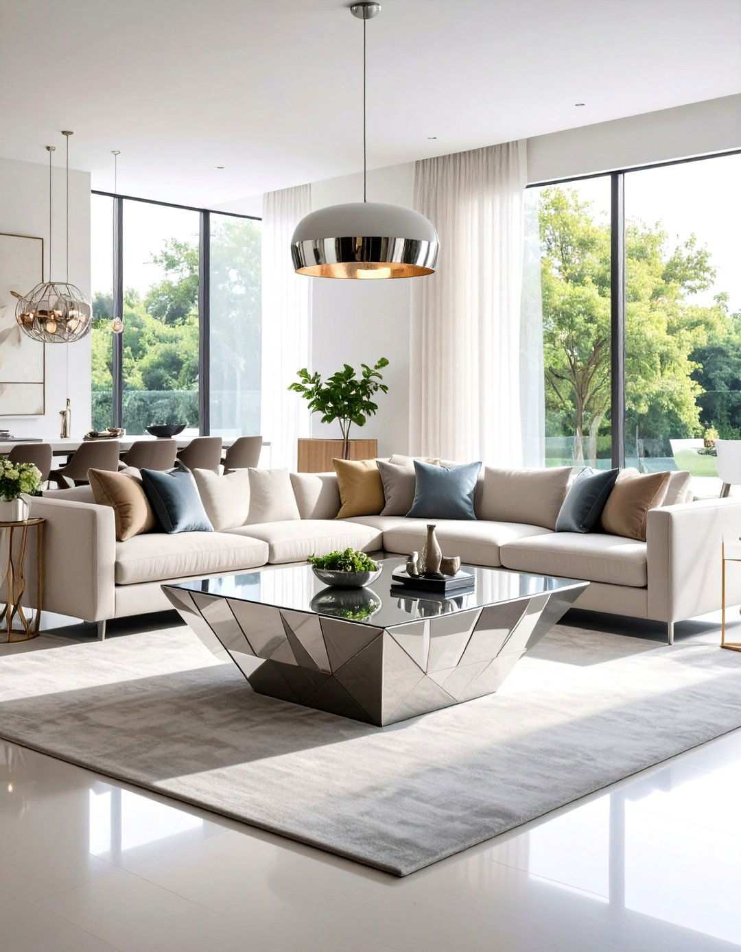 Contemporary Silver Coffee Table Living Room - 24 Silver Living Room Ideas
