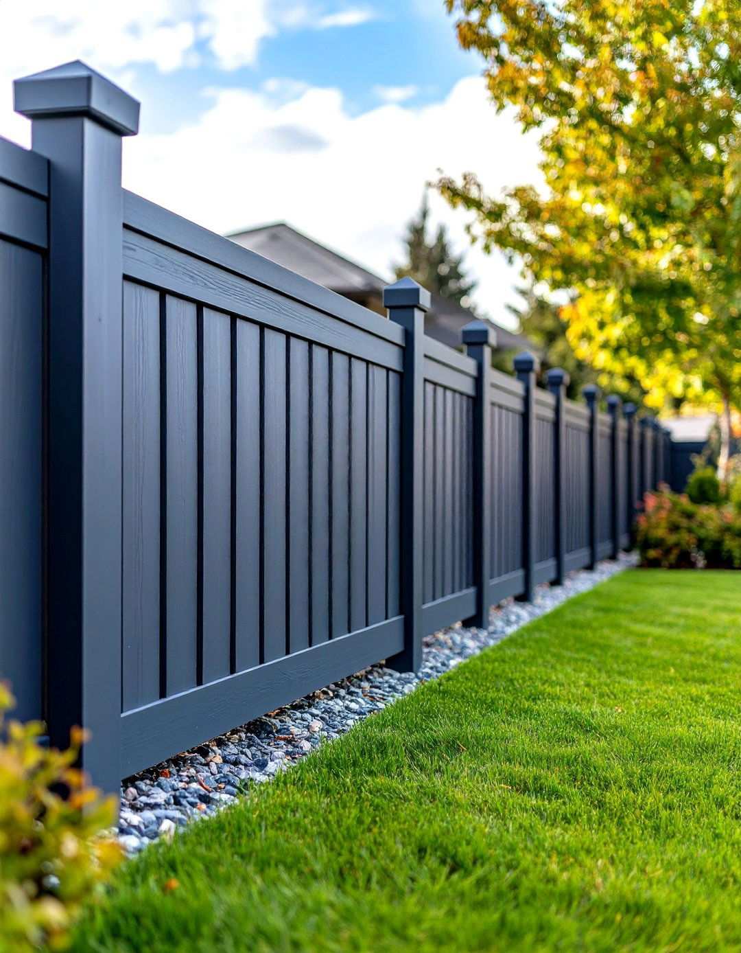 Contemporary Slate Gray Vinyl Fence - 24 Vinyl Fence Colors