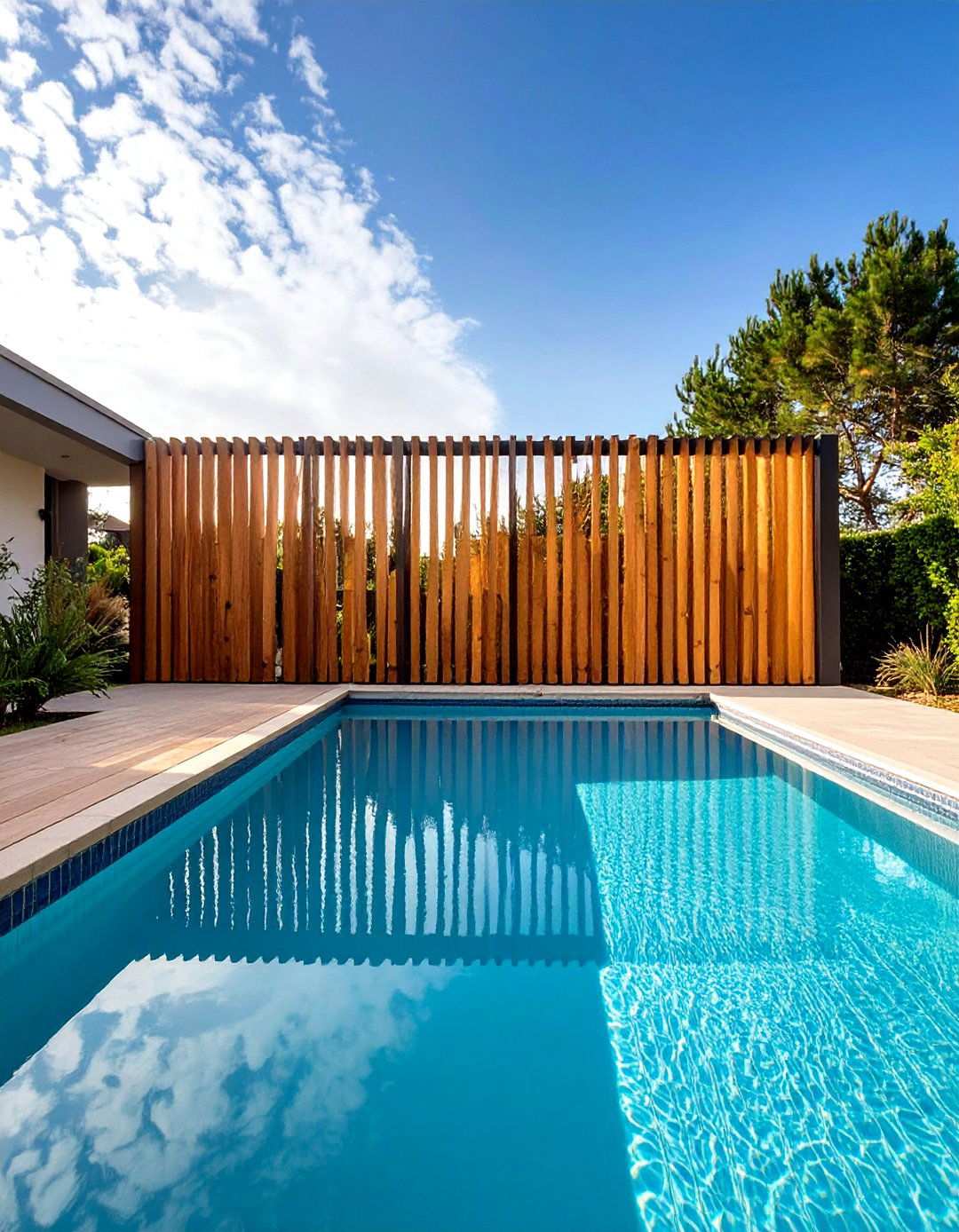 Contemporary Slatted Privacy Wall - 24 Pool Privacy Ideas