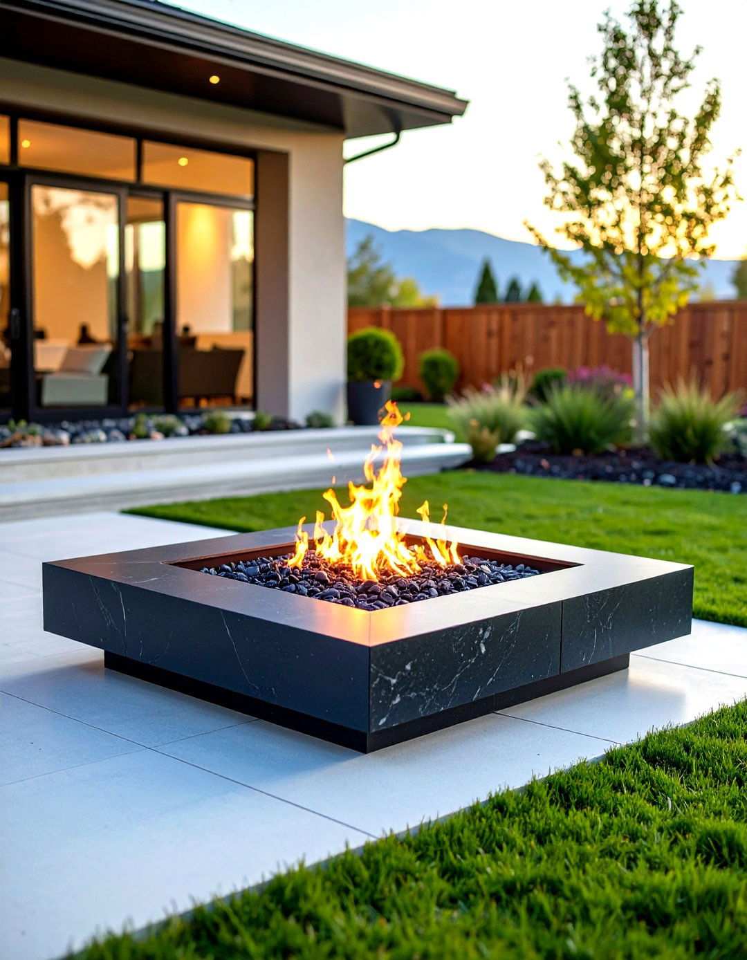 Contemporary Square Granite Fire Pit - 24 Stone Fire Pit Ideas