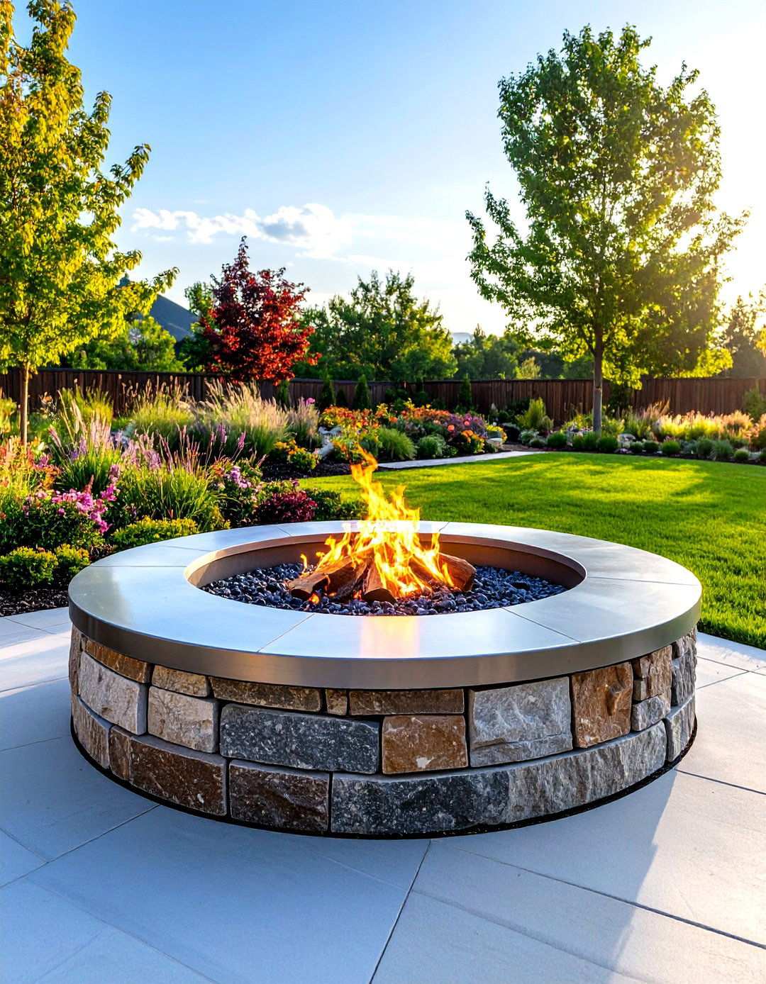 Contemporary Steel and Stone Hybrid Fire Pit - 24 Stone Fire Pit Ideas