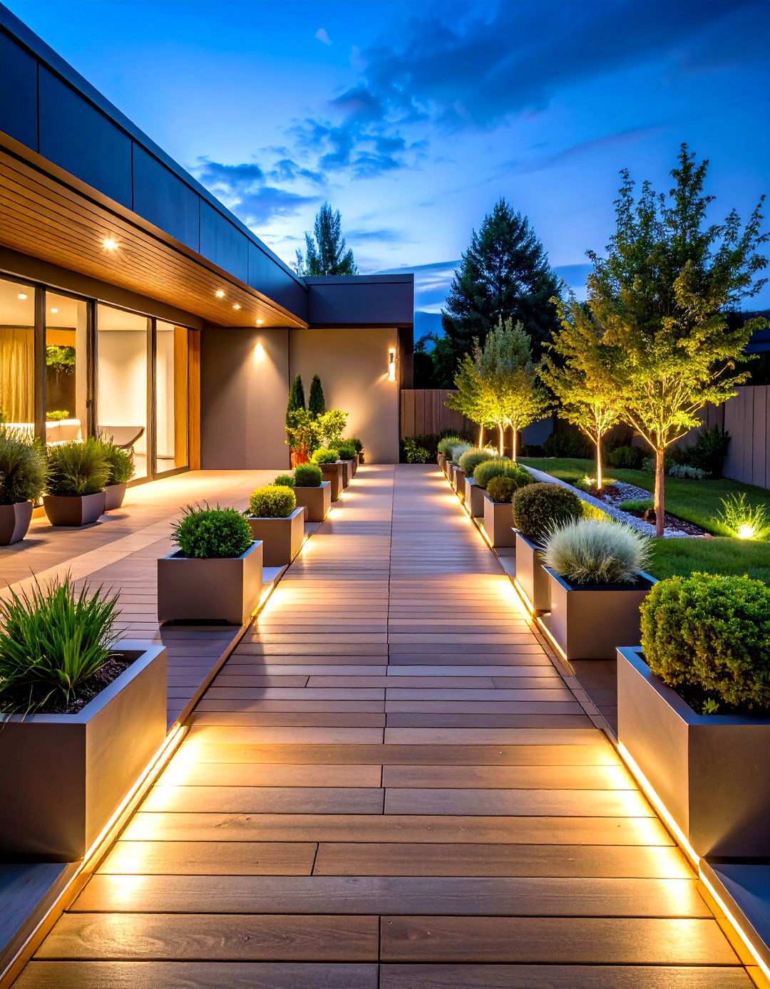 Contemporary Straight Deck Board Pathway - 24 Wooden Walkway Ideas