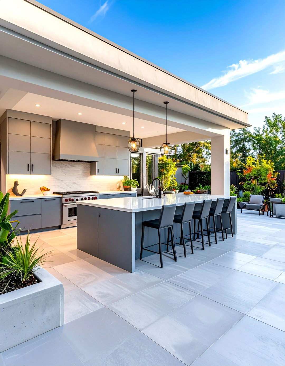 Contemporary Stucco Kitchen with Concrete Block Foundation - 24 Stucco Outdoor Kitchen Ideas