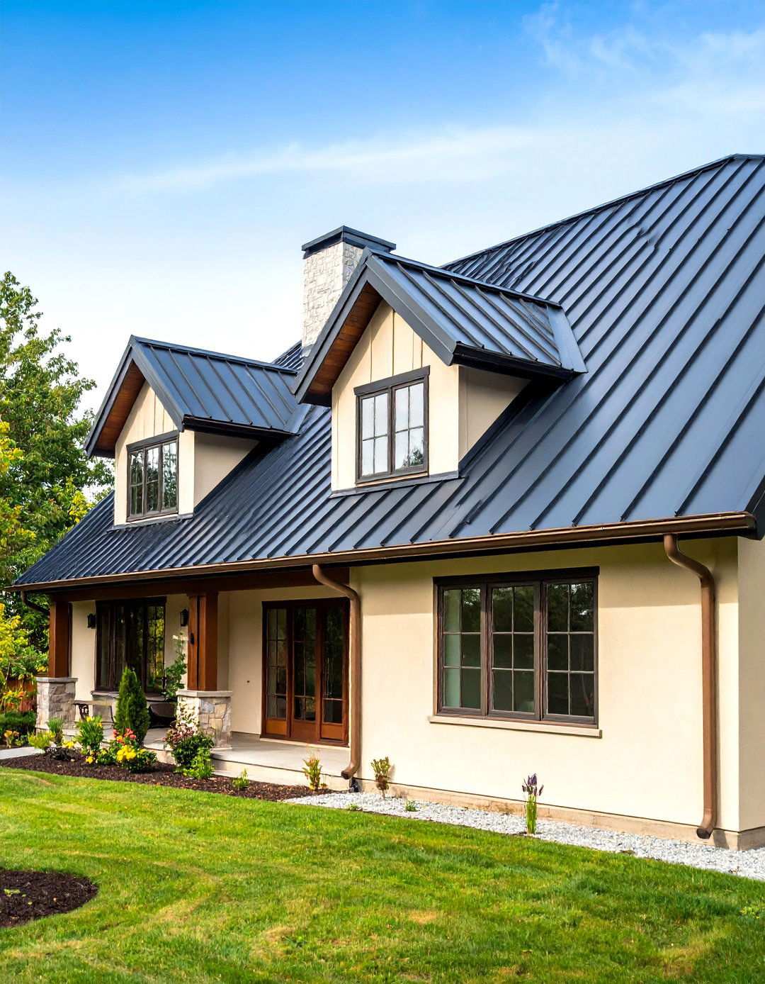 Contemporary Tudor with Metal Roof Accents - 24 Modern Tudor Exterior Inspiration