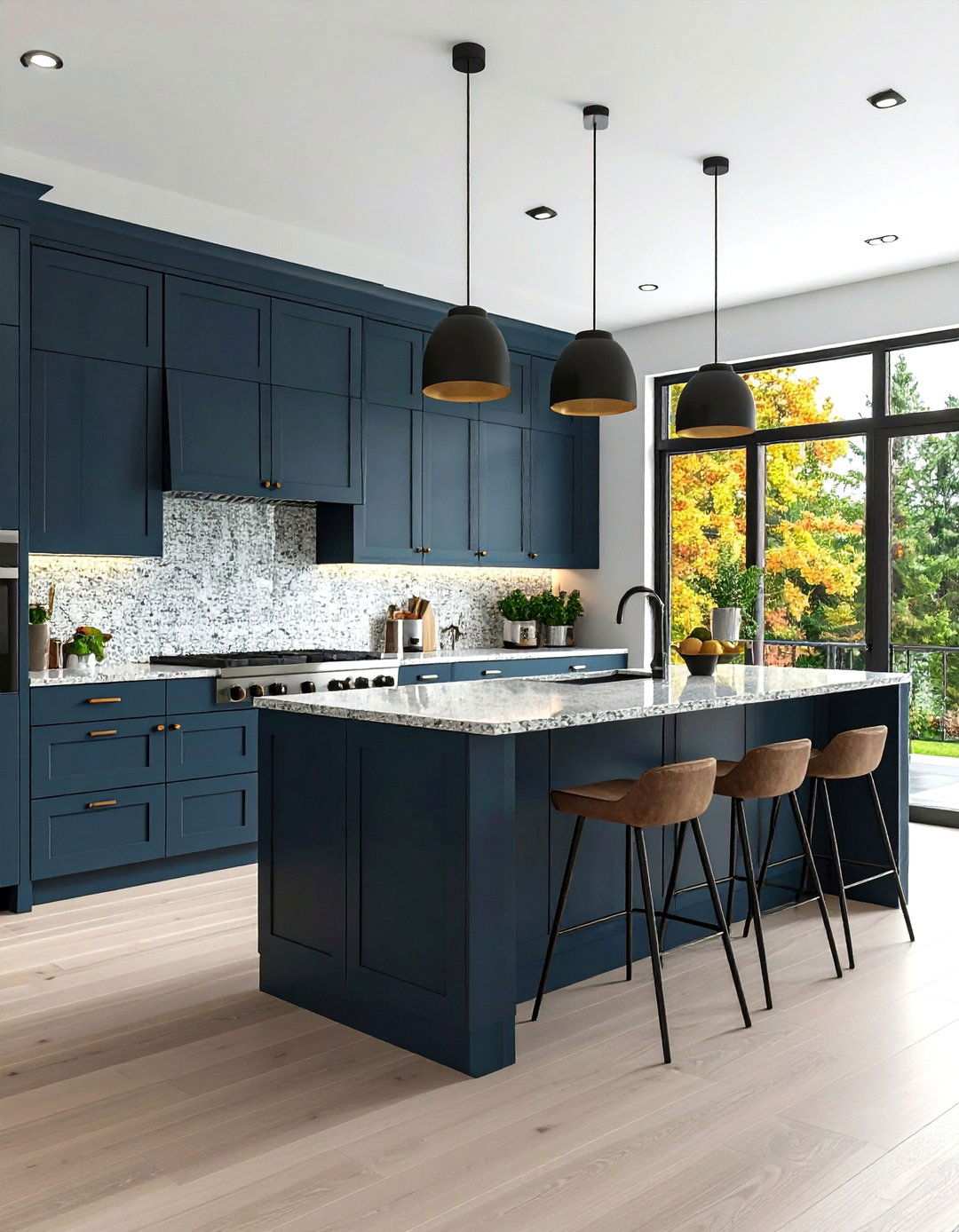 Contemporary Two Tone One Wall Kitchen with Contrasting Colors - 24 One Wall Kitchen Ideas