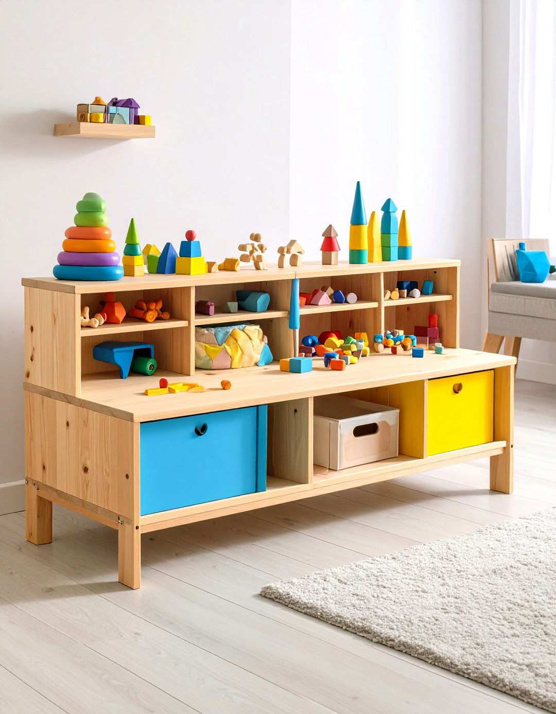 Convertible Bench Storage - 24 Living Room Toy Storage Ideas