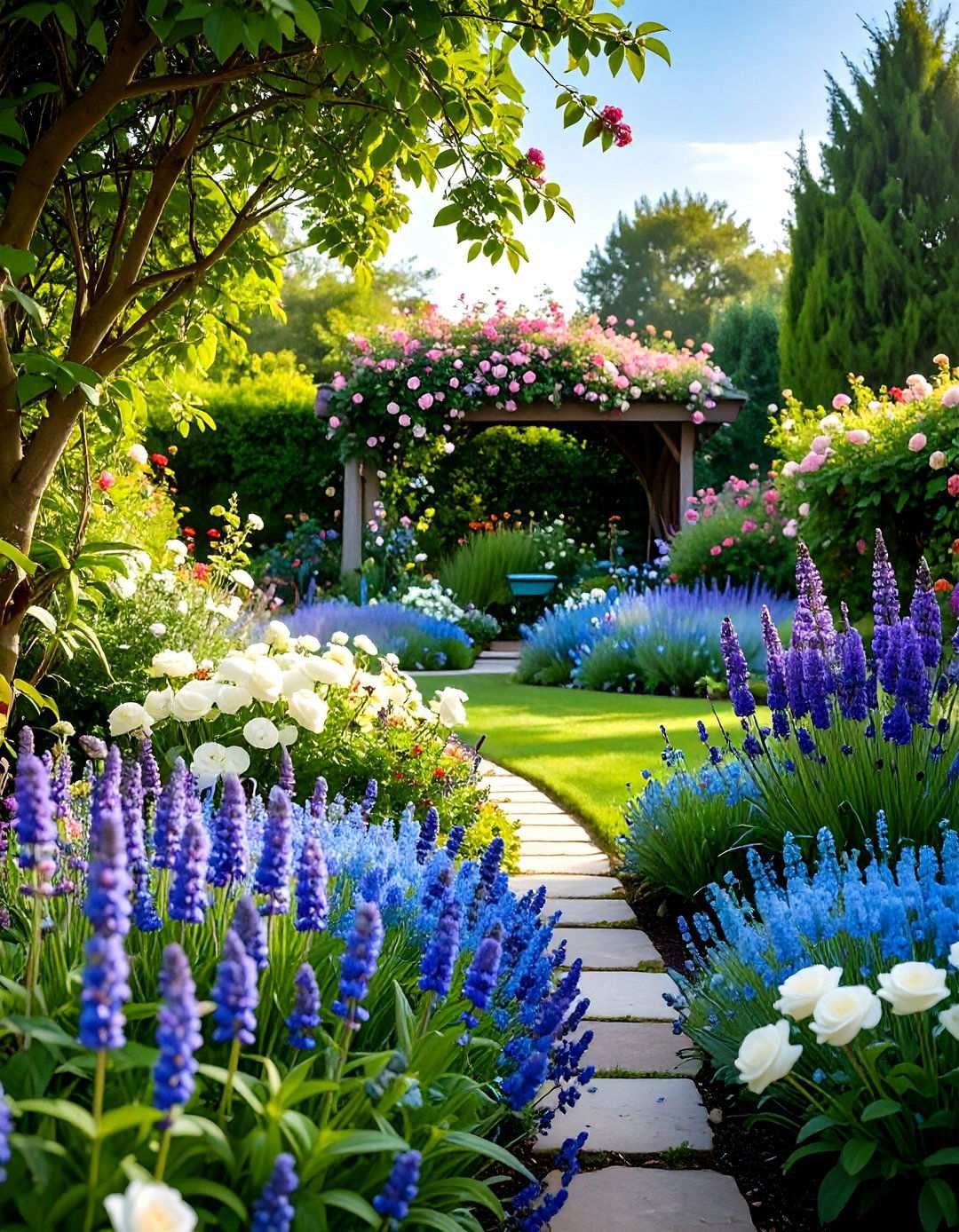 Cool Color Calming Garden - 24 Perennial Flower Bed Ideas