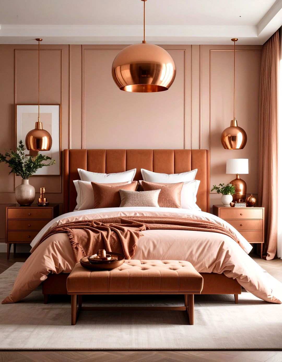 Copper Accent Metal Elements - 24 Rustic Bedroom Ideas