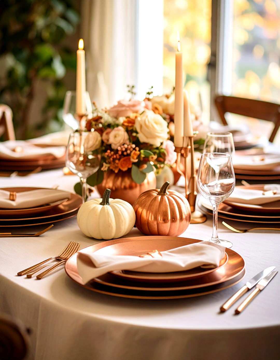 Copper and Cream Elegance - 24 Thanksgiving Decoration Ideas