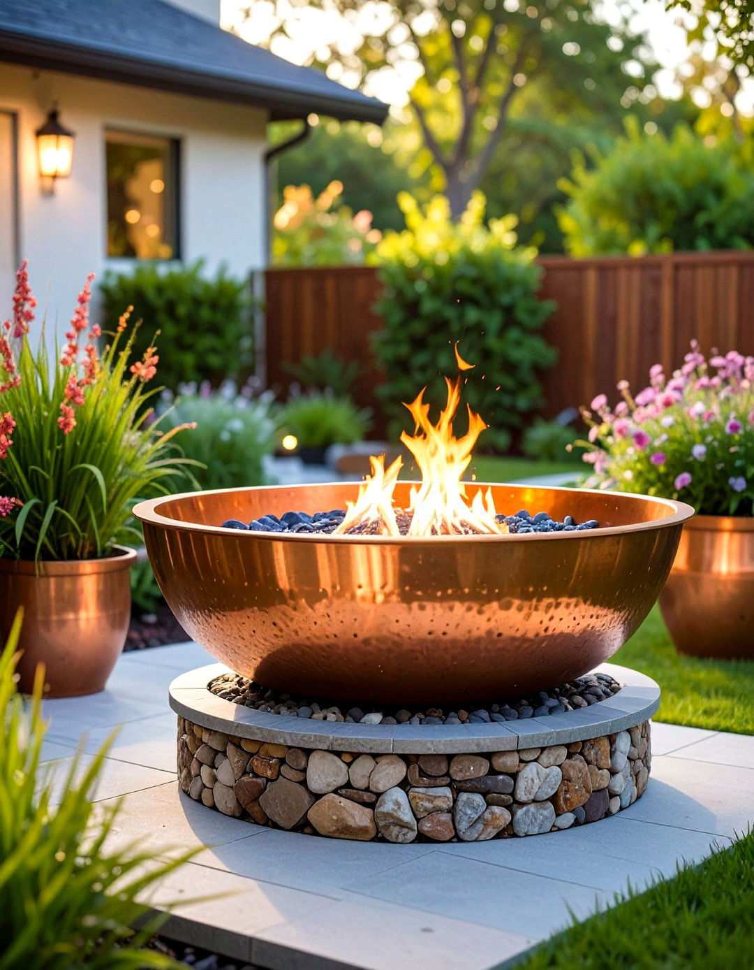Copper Bowl Fire Feature - 24 Wood Burning Fire Pit Ideas