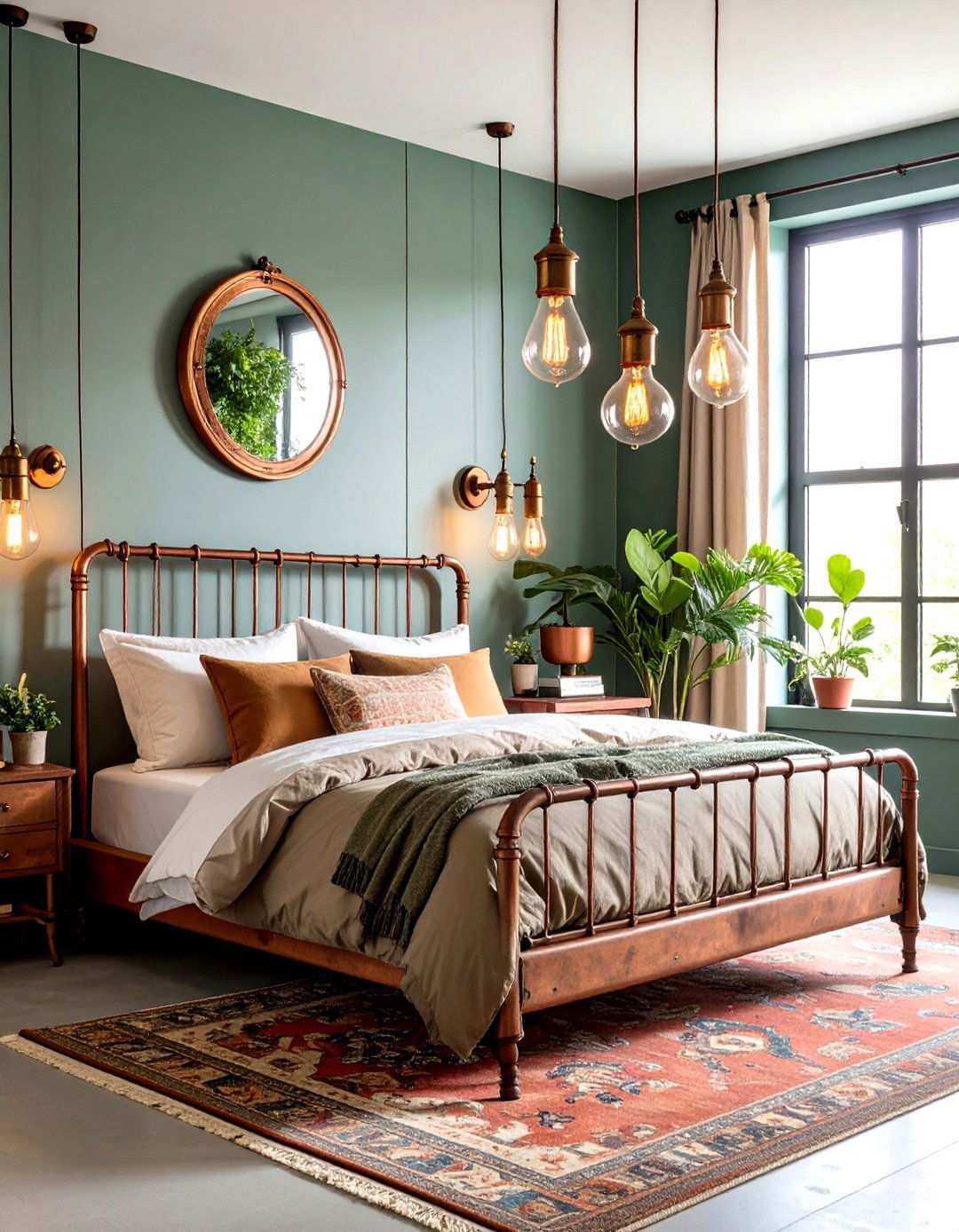 Copper Pipe Lighting System - 24 Steampunk Bedroom Ideas