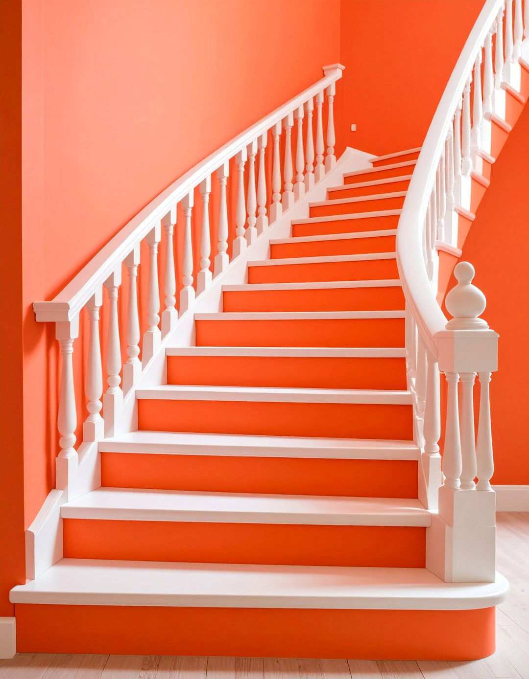 Coral Painted Stair Sunshine - 24 Painted Stair Ideas
