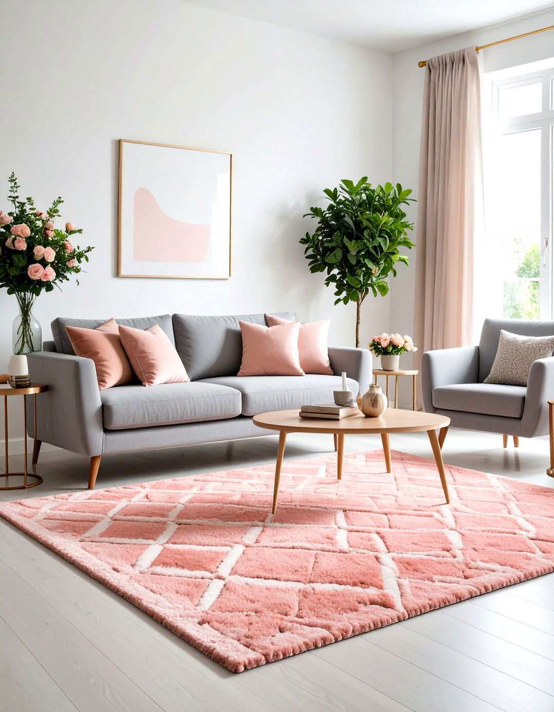 Coral Pink Rug Modern Grey Styling - 24 what color rug goes with a grey couch