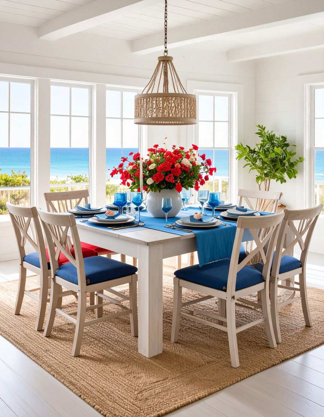 Coral Red Coastal Dining - 24 Red Dining Room Ideas