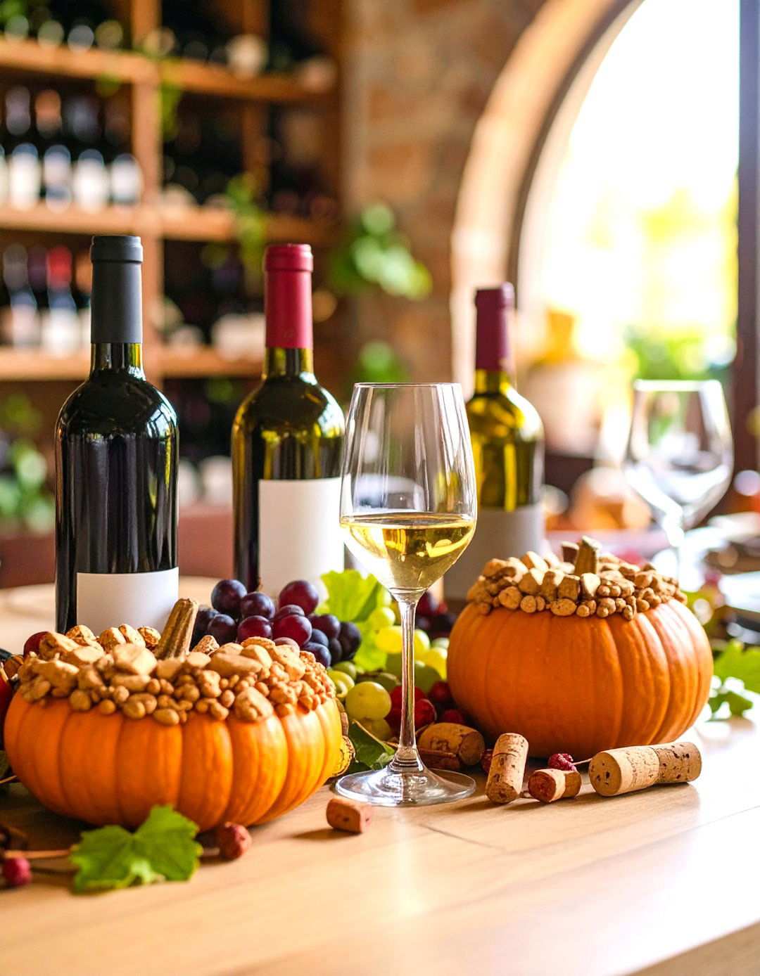 Cork and Wine Theme Pumpkins - 24 Pumpkin Decor Ideas