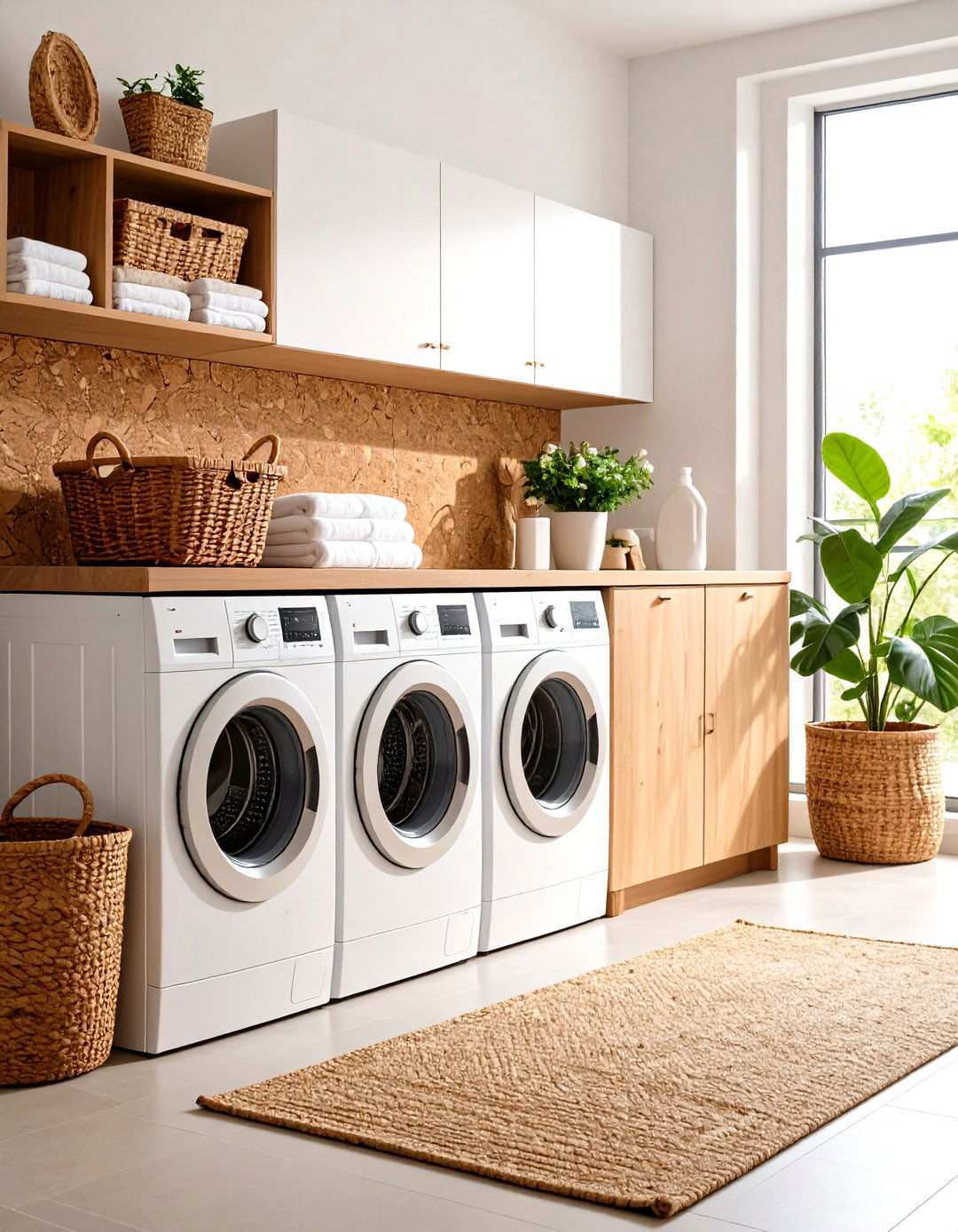 Cork Panel Natural Backsplash - 24 Laundry Room Backsplash Ideas
