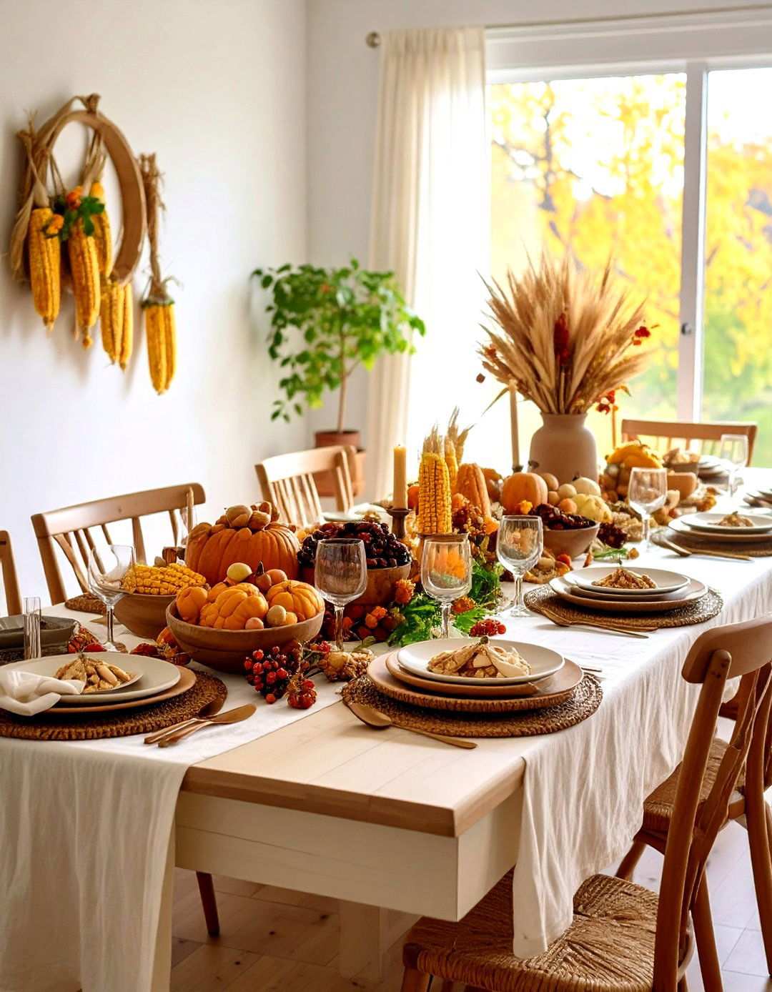 Corn Husk Natural Decorations - 24 thanksgiving table decor ideas