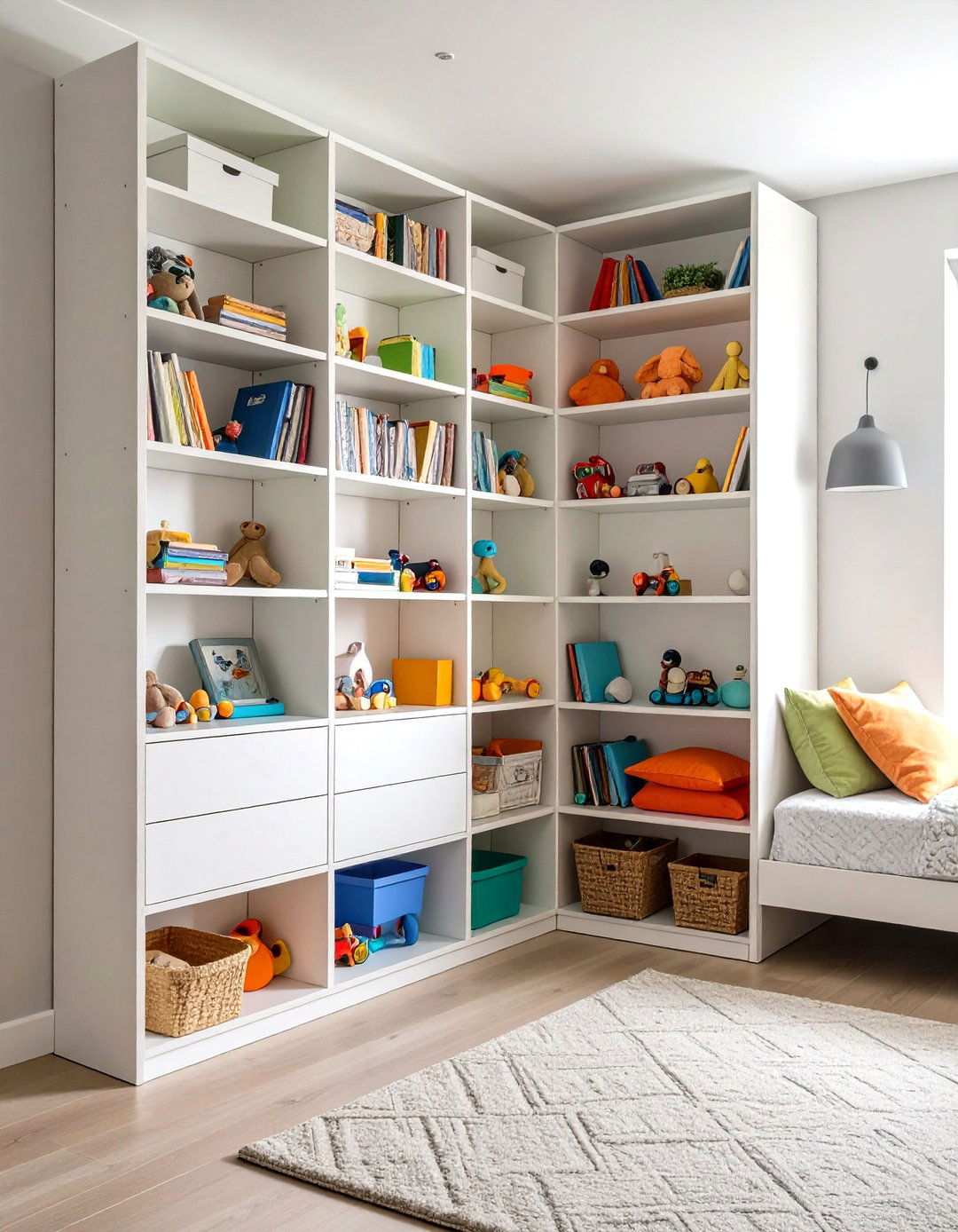 Corner Floating Shelves - 24 Toy Storage Ideas
