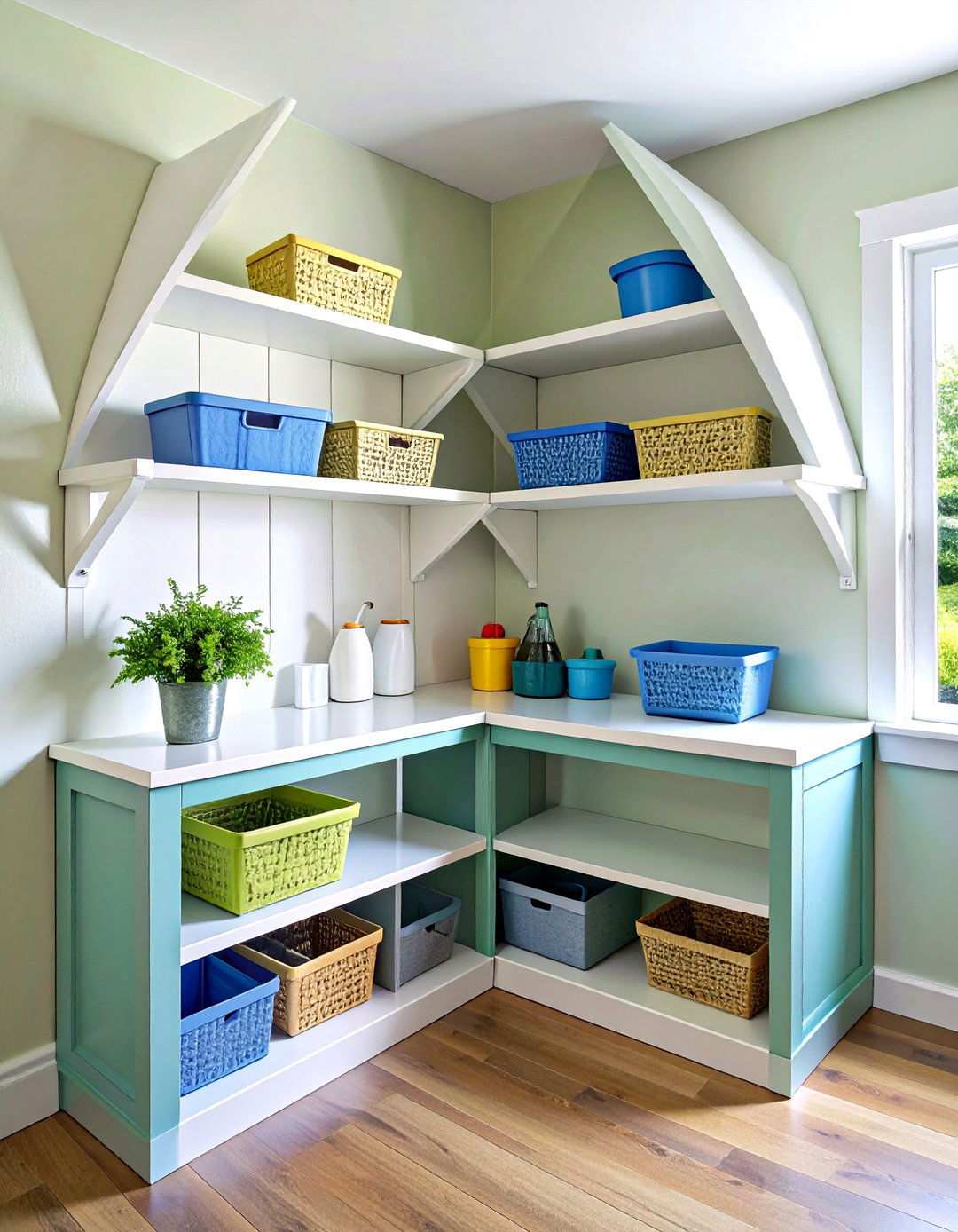 Corner Floating Shelves for Awkward Spaces - 24 Laundry Room Shelving Ideas