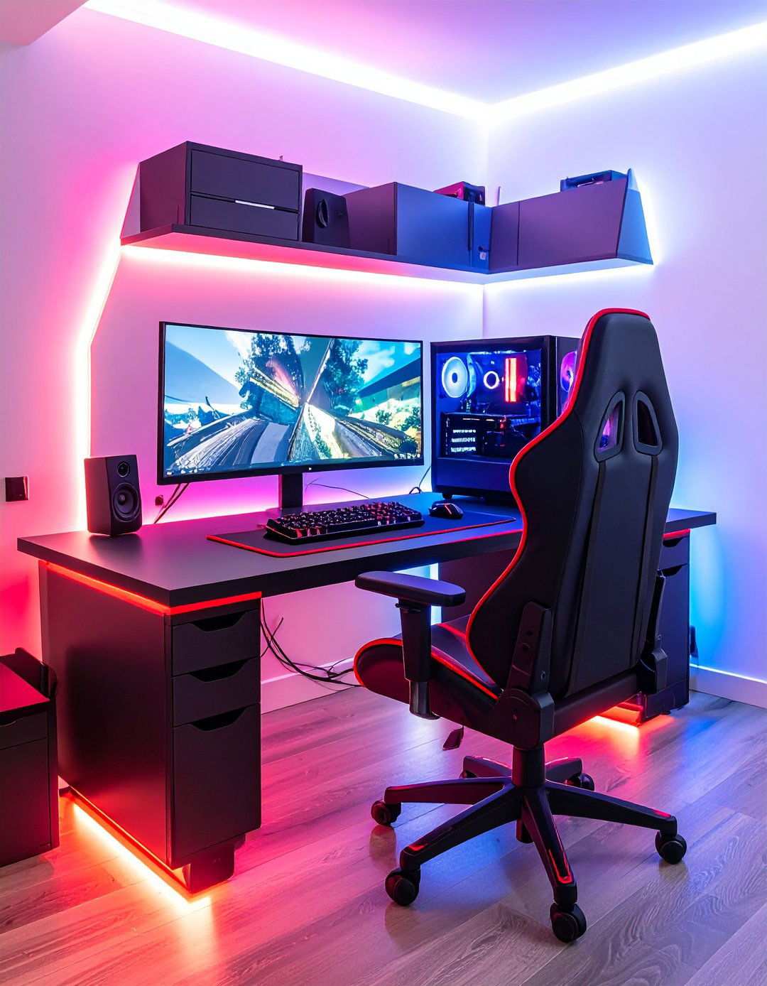 Corner Gaming Optimization - 24 Red and Black Gaming Setup Ideas