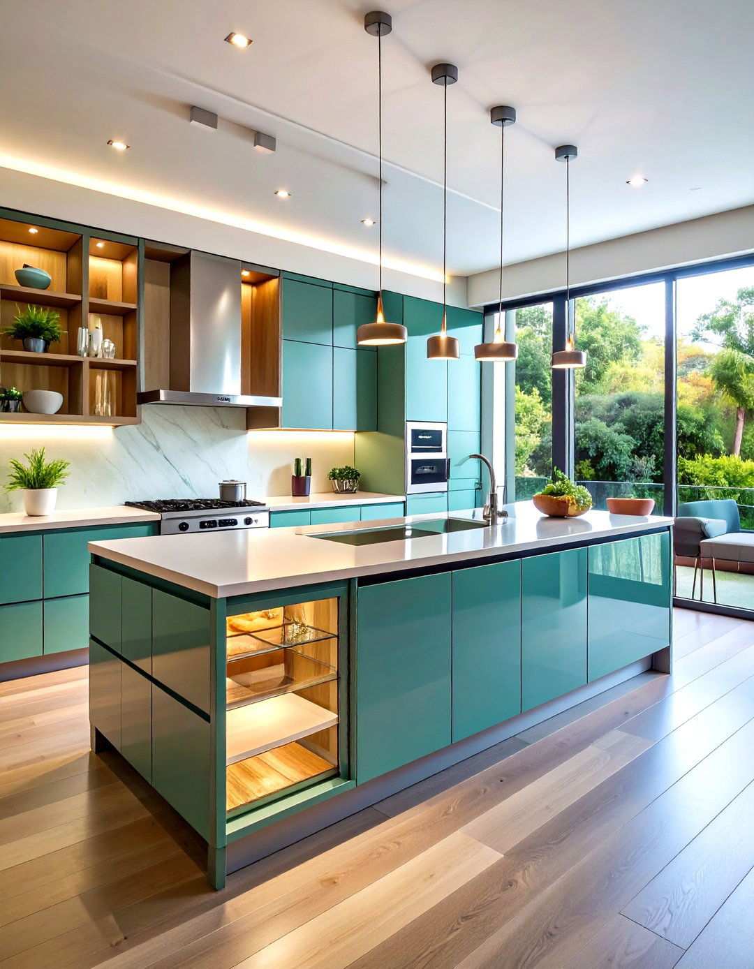 Corner Glass Display Units - 24 Modern Style Glass Kitchen Cabinets