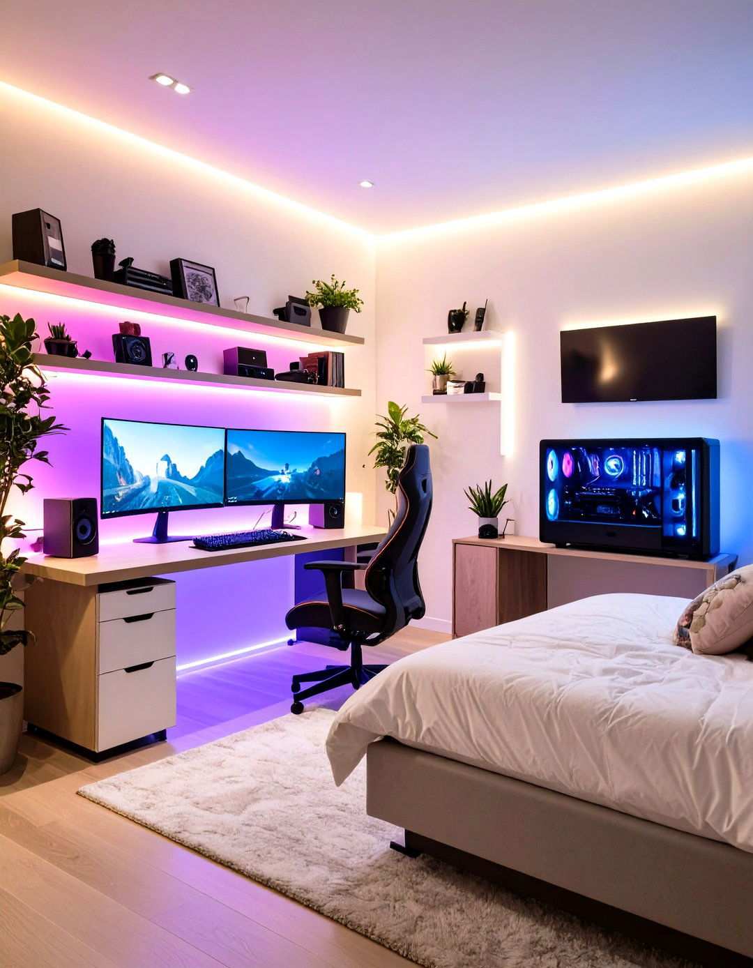 Corner PC Gaming Station Setup - 24 Small Game Room Ideas