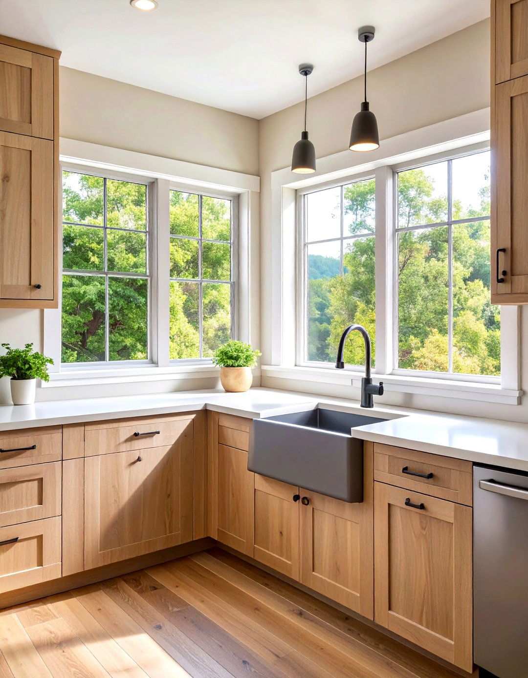 Corner Sink with Window View - 24 Kitchen Corner Ideas