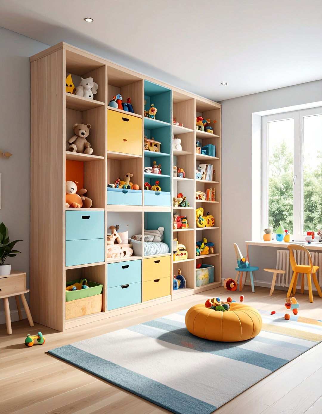 Corner Storage Towers - 24 Playroom Storage Ideas