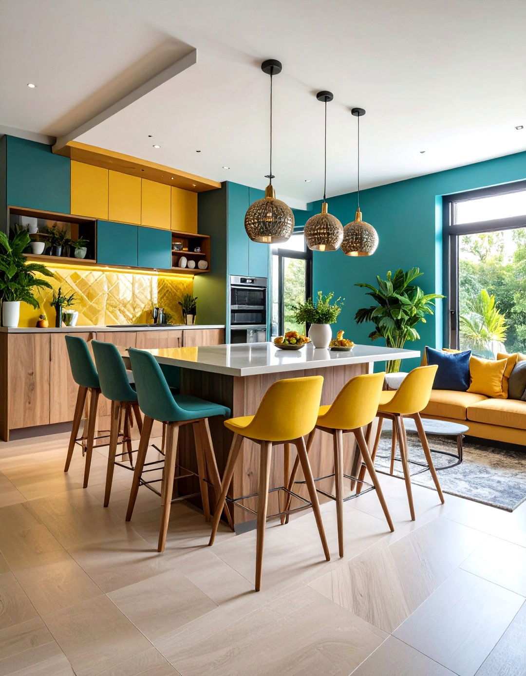 Corner TV Nook with Breakfast Bar Dining - 24 Small Living Room Ideas With Tv and Dining Table