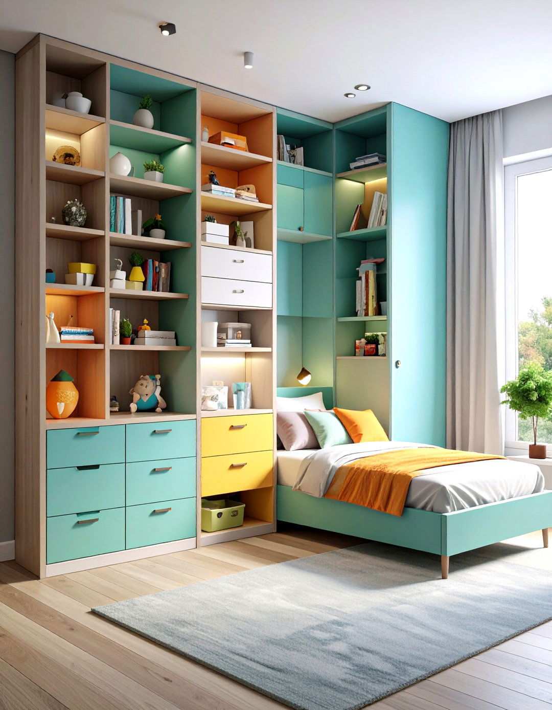 Corner Vertical Tower Systems - 24 small bedroom storage ideas