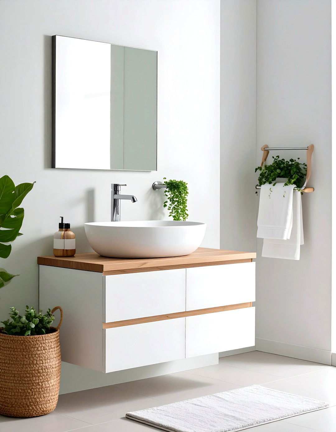 Corner Wall Mounted Sink with Built In Towel Bar - 24 Small Bathroom Sink Ideas