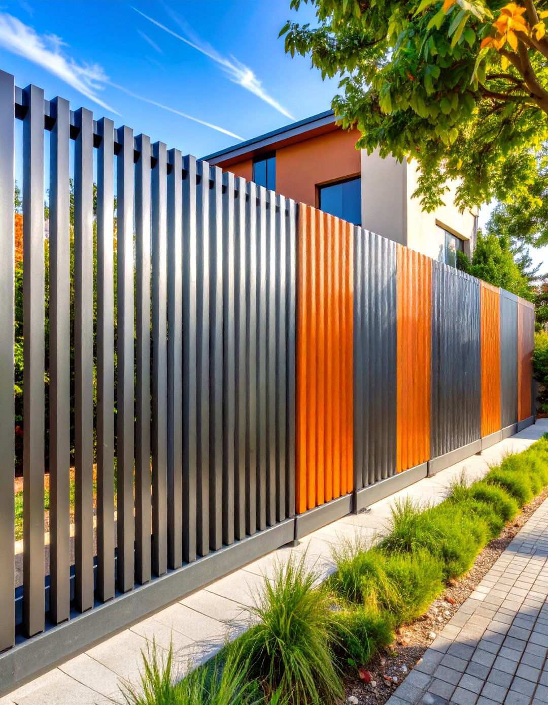 Corrugated Metal Modern Privacy Fence - 24 Privacy Fence Ideas