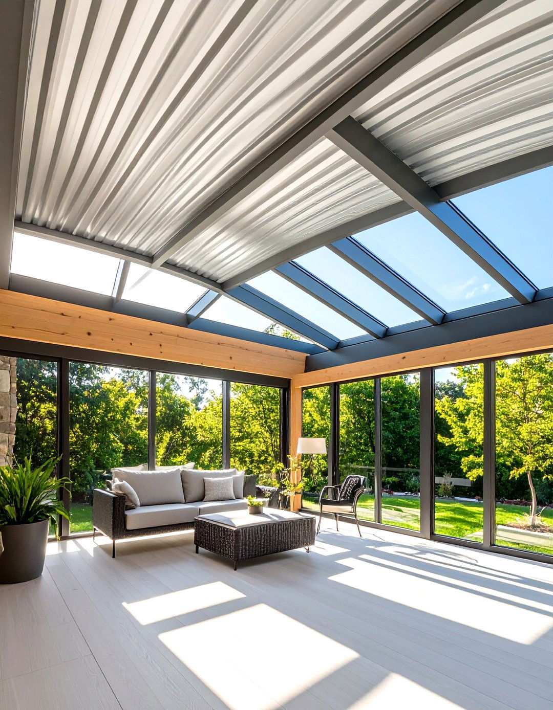 Corrugated Panel Sunroom Ceilings - 24 Sunroom Ceiling Ideas